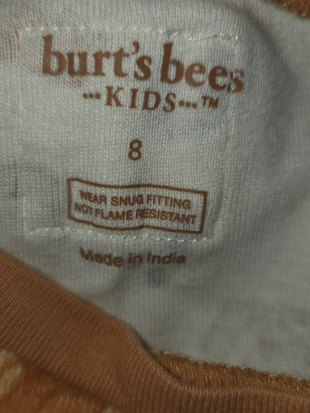 Burt's Bees Cream and Orange Pumpkin Pie Kids Pajama Set